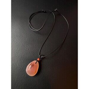 Red Agate Nanhong Water Drop Pendant Necklace with vegan leather adjustable Cord